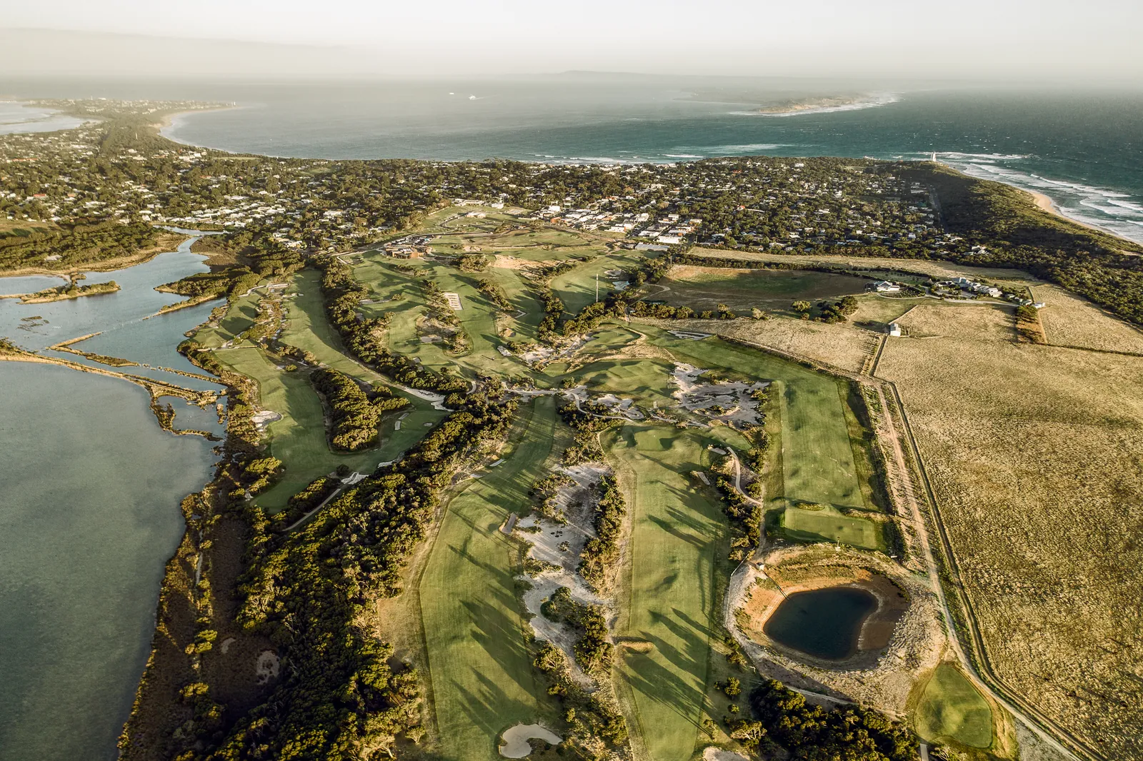 Aerial view of Lonsdale Links and the Point Lonsdale coast