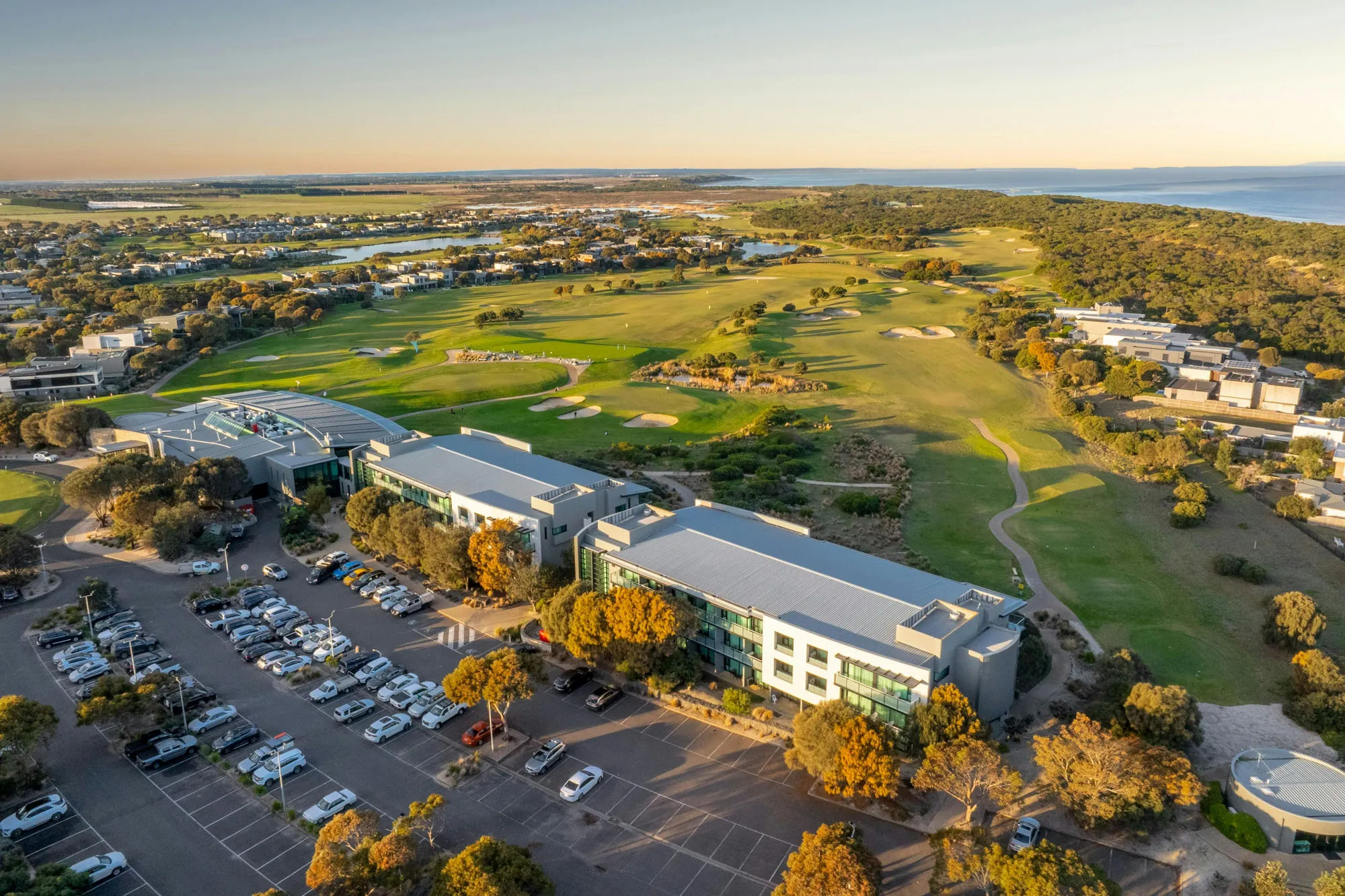 Aerial view of The Sands golf course in Torquay