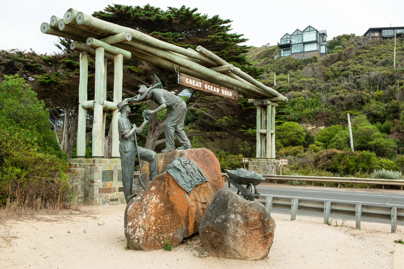 The Great Ocean Road Memorial Arch at Eastern View beside the coastal highway