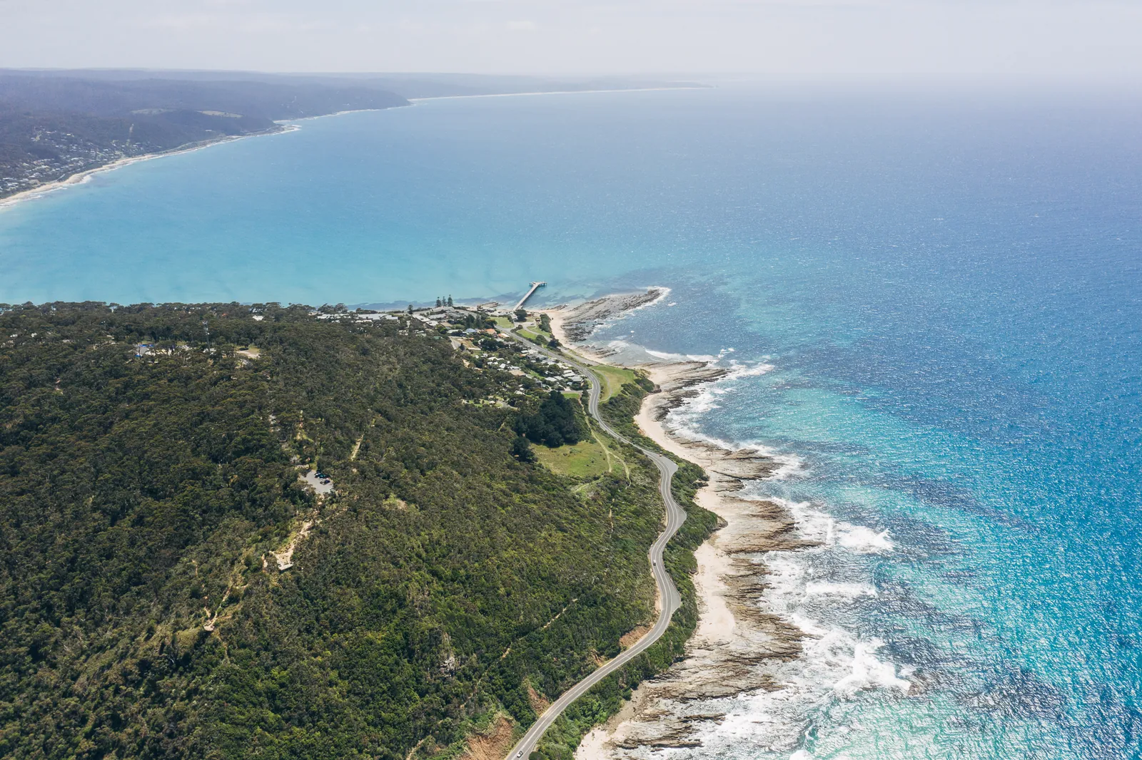 Aerial view of the coast at Apollo Bay
