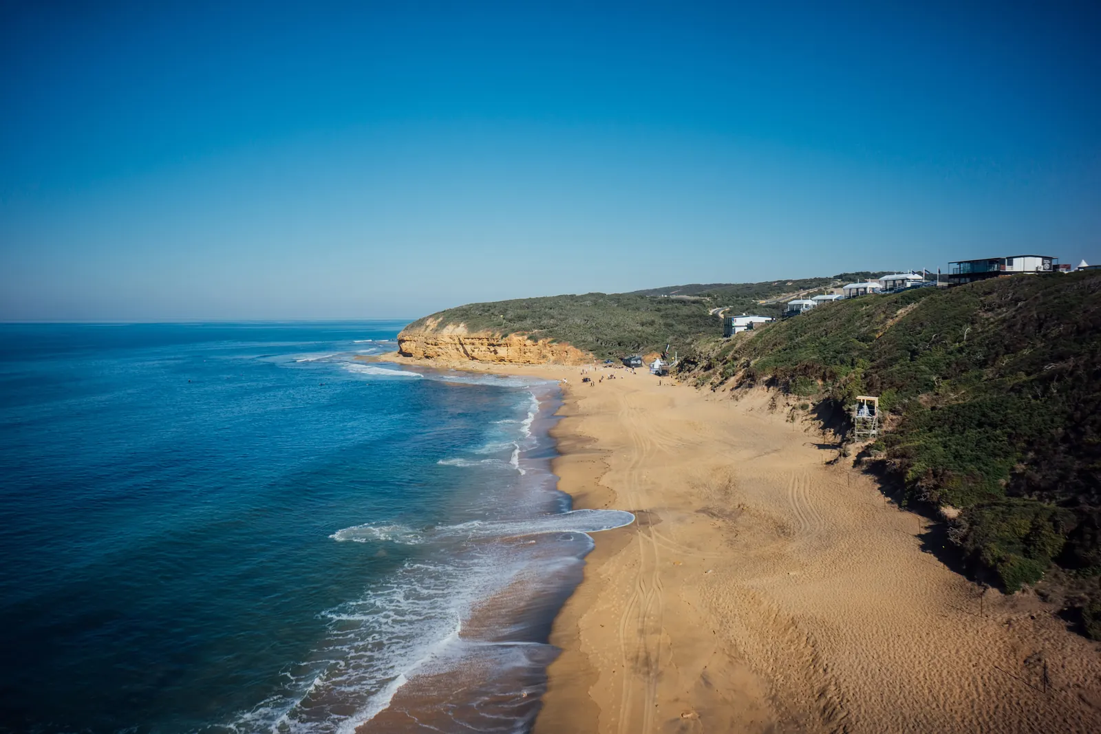 Aerial view of Bells Beach during the 2014 Rip Curl Pro