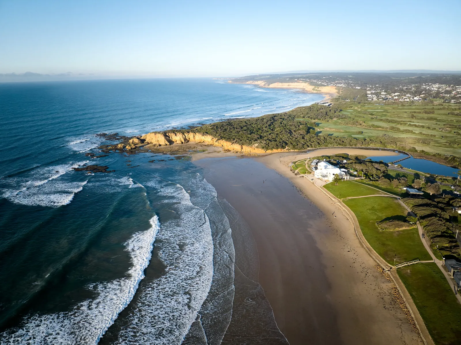Aerial view of the Torquay coastline