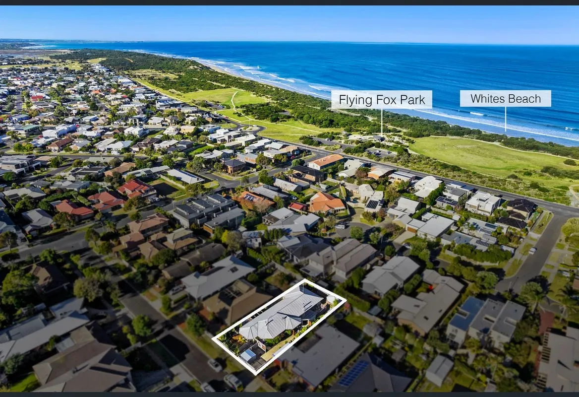 Aerial view towards Breamlea showing Flying Fox Park