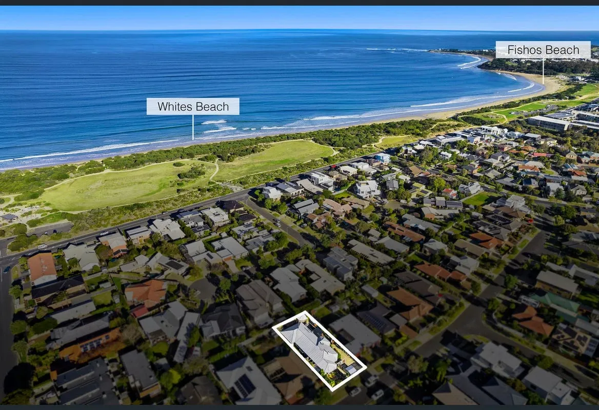 Aerial view towards Whites Beach and Flying Fox Park