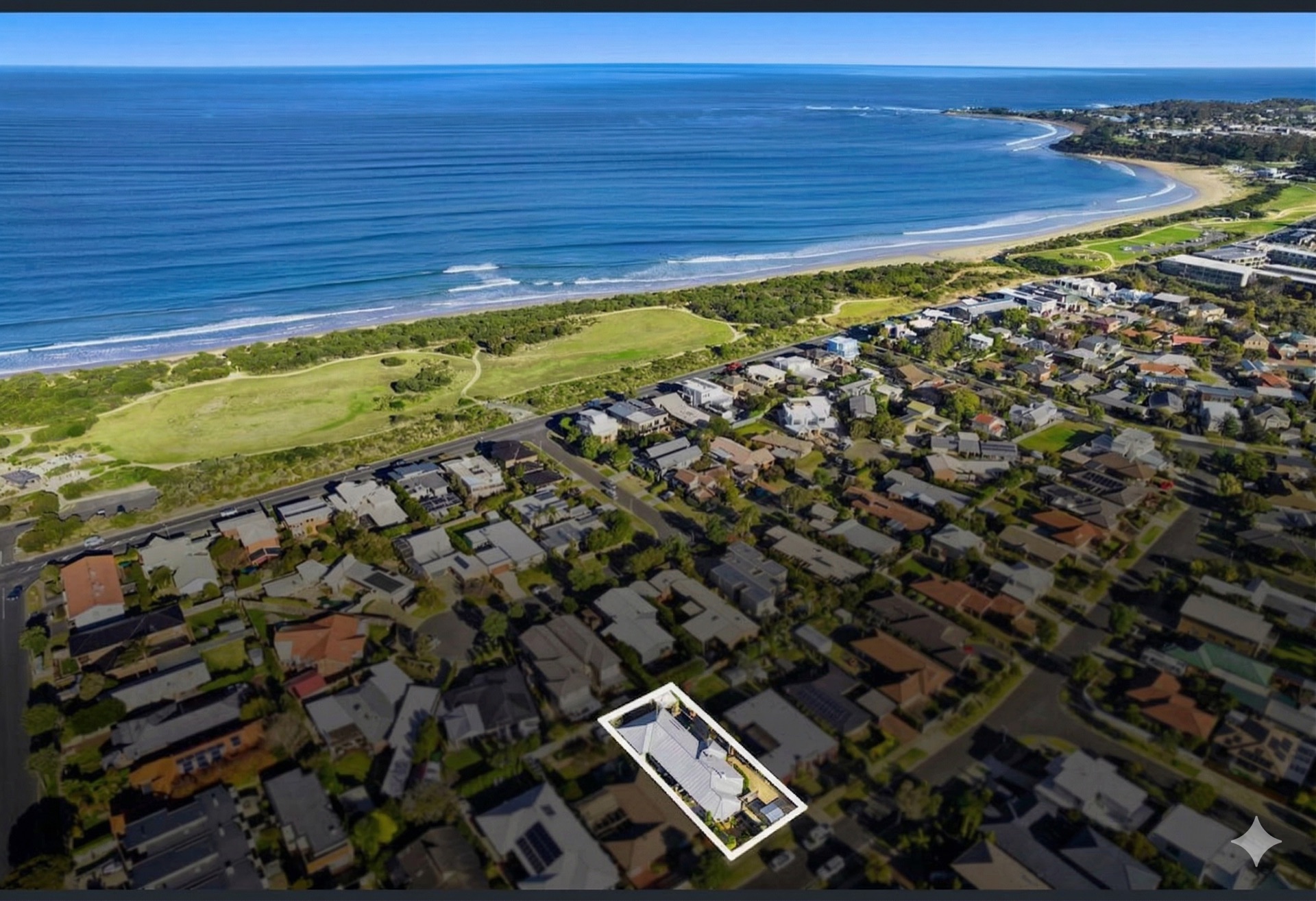 Aerial view showing proximity to Whites Beach and Fishos Beach